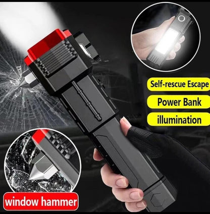 Multifunction Portable Led Flashlight Rechargeable LED Torch Flashlight,Car Emergency Tool with Window Breaker,Cutter